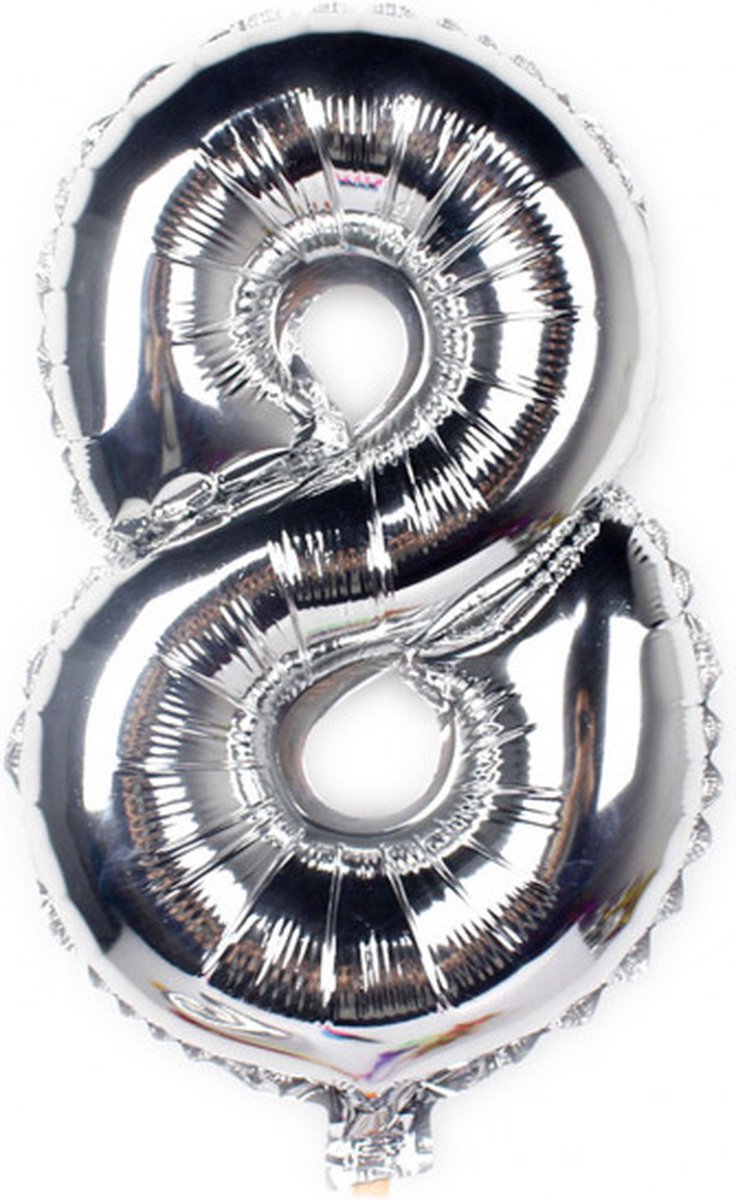 Borvat® | Folie ballon cijfer | 8 | 80cm | Zilver